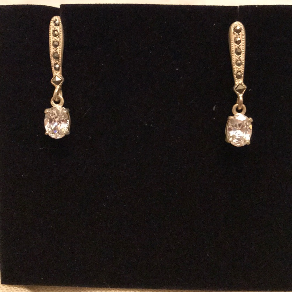 Silver Zirconia and Marcasite Earrings